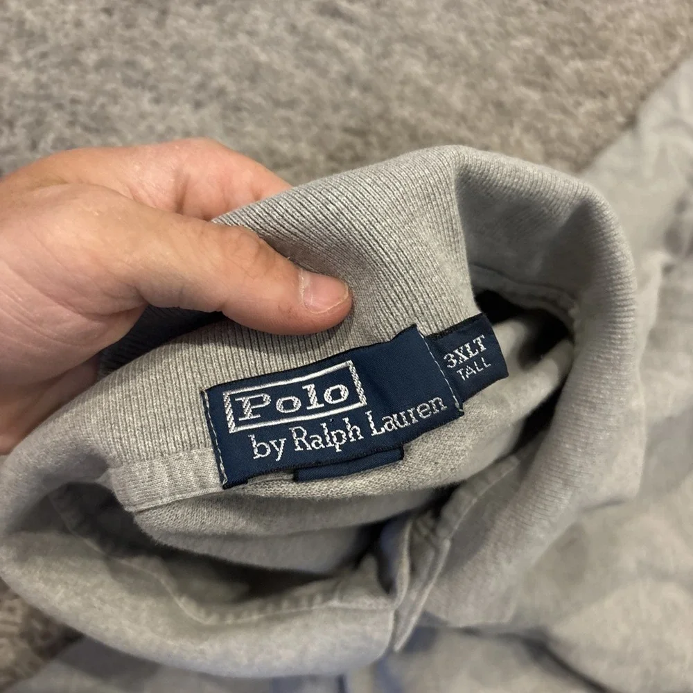 Polo Ralph Lauren Polo Shirt Gray Solid Preppy Cotton Pony Casual 3XLT Tall Golf